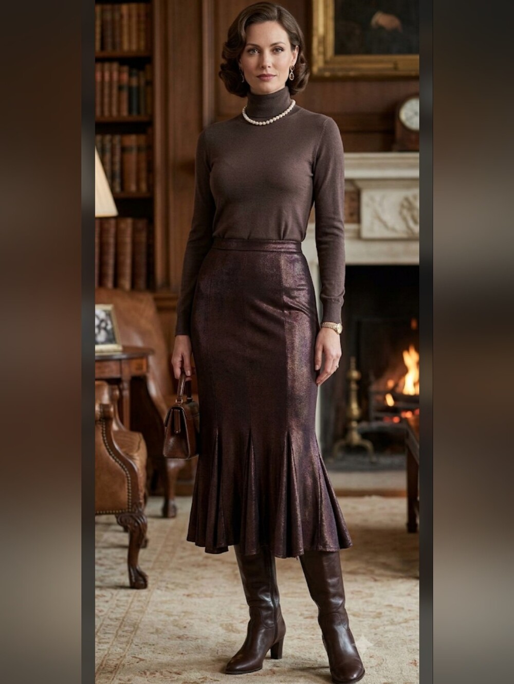 Vintage Joseph Ribkoff Tulip Fluted Midi Skirt 10 Dark Romantic Whimsigoth #7